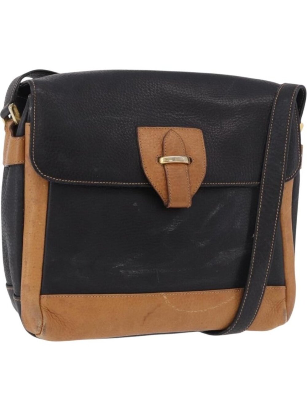 GUCCI Shoulder Bag Leather Black Gold